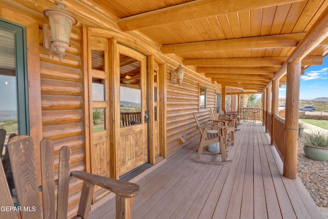 2 Scenic Ridge Rd N, Alpine, TX 99999 - wooden terrace featuring a porch and a mountain view