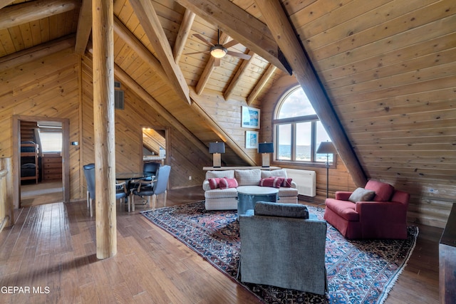 2 Scenic Ridge Rd N, Alpine, TX 99999 - living area with wood ceiling, wood walls, and hardwood / wood-style flooring