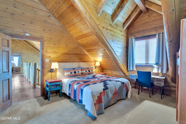 2 Scenic Ridge Rd N, Alpine, TX 99999 - carpeted bedroom with wooden walls, multiple windows, and wood ceiling