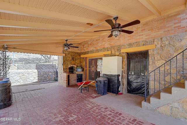 4731 Leeds Ave, El Paso, TX 79903 - view of patio / terrace featuring ceiling fan and stairs