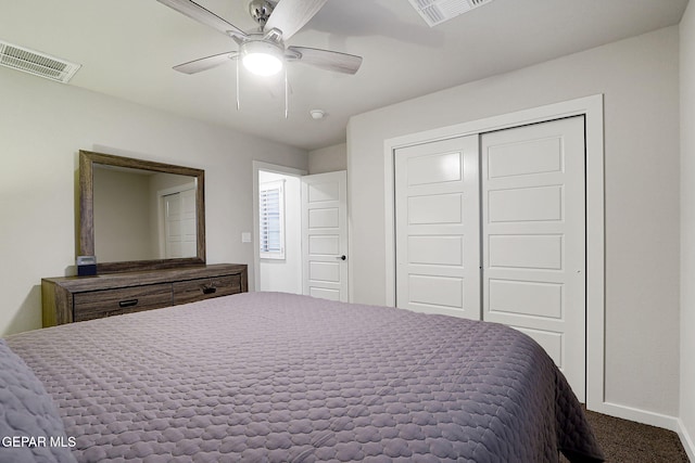 7809 Enchanted Circle Dr, El Paso, TX 79911 - carpeted bedroom with baseboards, a closet, and ceiling fan