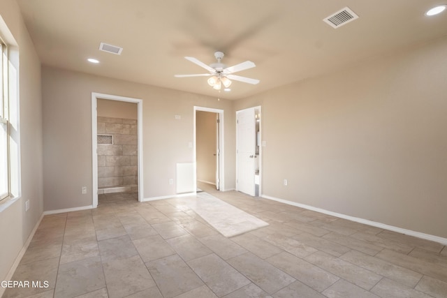 unfurnished bedroom with recessed lighting and baseboards