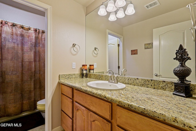 6225 Via Serena Dr, El Paso, TX 79912 - bathroom with toilet, vanity, and a shower with curtain