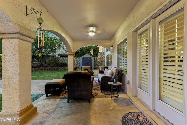6225 Via Serena Dr, El Paso, TX 79912 - view of patio featuring fence and a storage shed