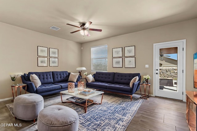 7541 Wolf Creek Dr, El Paso, TX 79911 - living area featuring a ceiling fan and baseboards