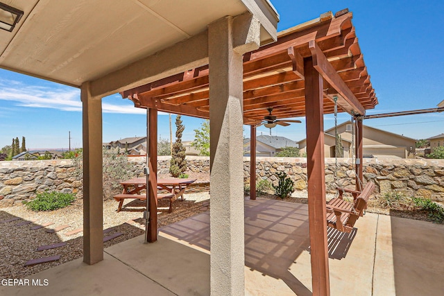 7541 Wolf Creek Dr, El Paso, TX 79911 - view of patio with a ceiling fan and fence