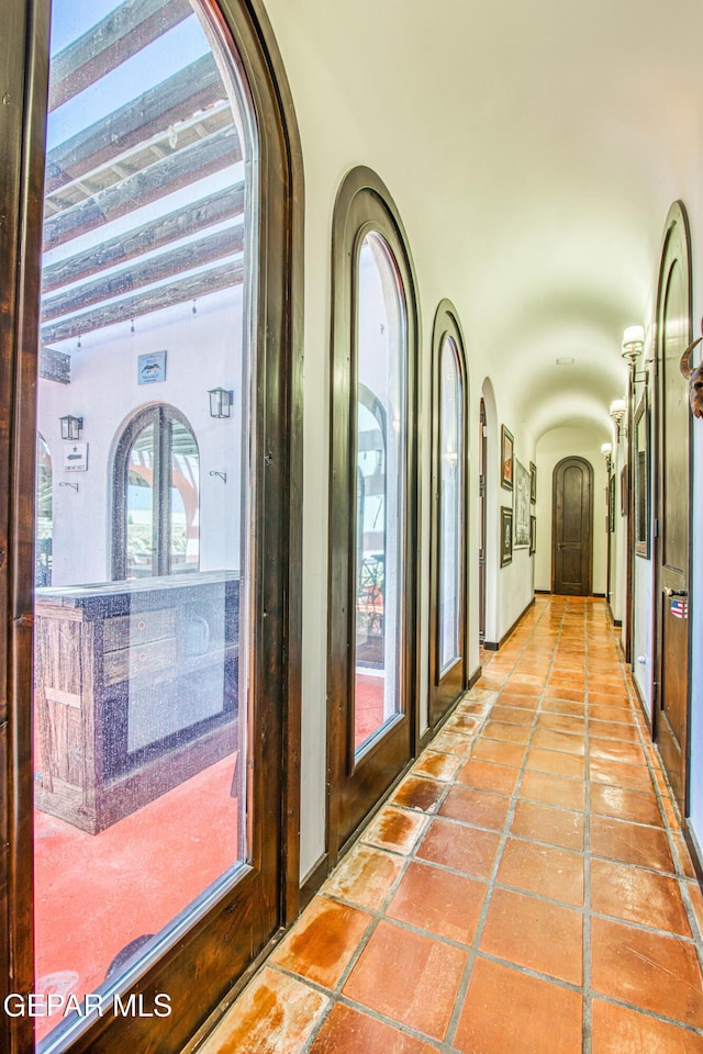 hallway with arched walkways