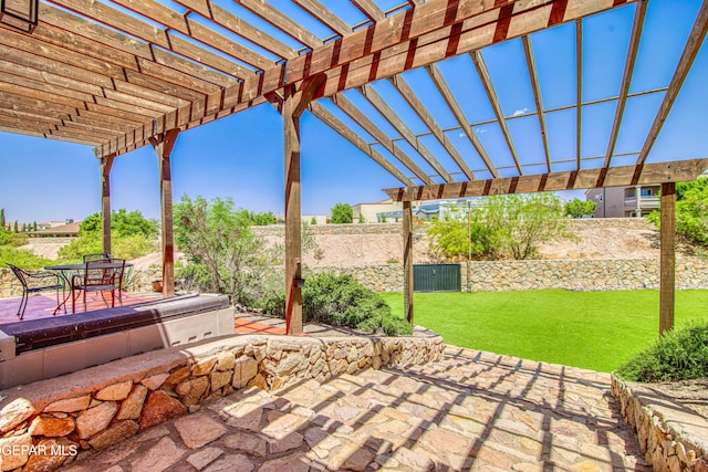 view of patio featuring a pergola