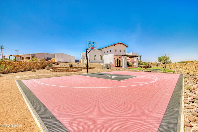 view of sport court with community basketball court and a gazebo
