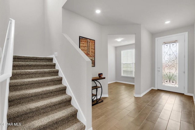 13868 Sky Ranger Ave, El Paso, TX 79928 - entryway featuring stairs, baseboards, and recessed lighting