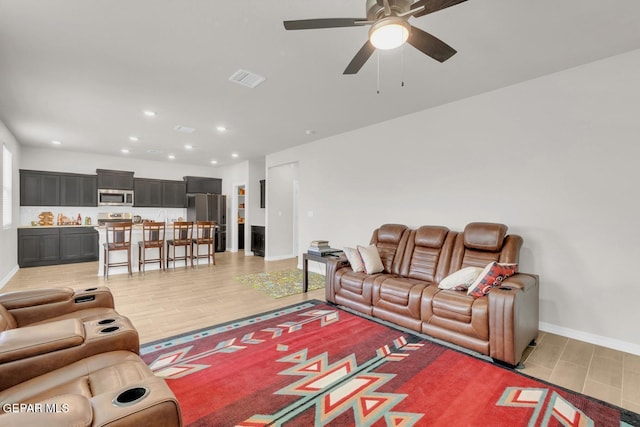 13868 Sky Ranger Ave, El Paso, TX 79928 - living area with baseboards, ceiling fan, and recessed lighting