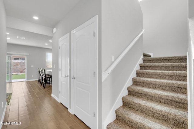 13868 Sky Ranger Ave, El Paso, TX 79928 - stairs featuring recessed lighting and baseboards