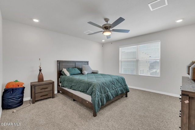 13868 Sky Ranger Ave, El Paso, TX 79928 - carpeted bedroom with baseboards, recessed lighting, and a ceiling fan