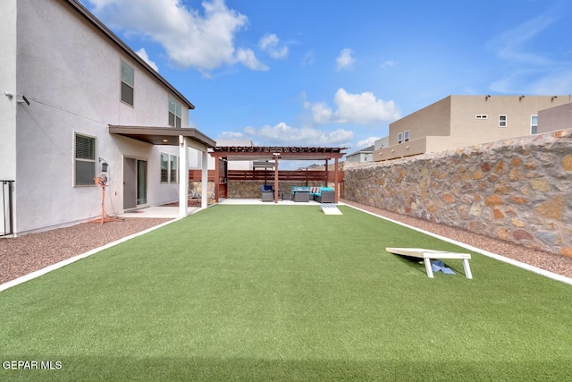 13868 Sky Ranger Ave, El Paso, TX 79928 - fenced backyard featuring a pergola, a patio area, and outdoor lounge area
