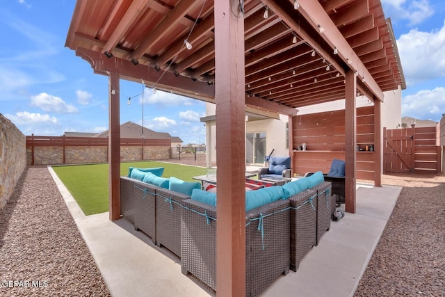 13868 Sky Ranger Ave, El Paso, TX 79928 - view of patio with an outdoor living space and a fenced backyard