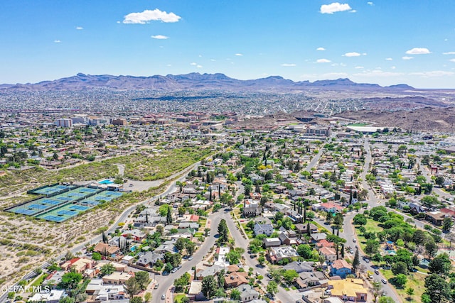 drone / aerial view of a mountainous background