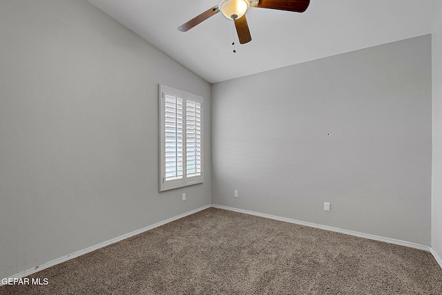 14182 John Scagno, El Paso, TX 79938 - carpeted empty room with baseboards, lofted ceiling, and ceiling fan