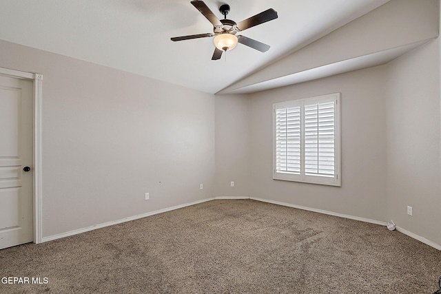 14182 John Scagno, El Paso, TX 79938 - carpeted spare room with vaulted ceiling, baseboards, and ceiling fan