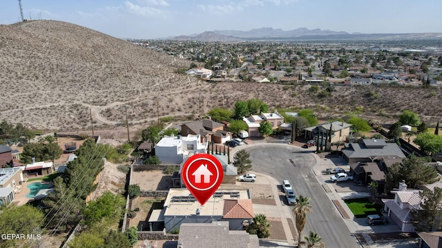 aerial view with a residential view and a mountain view