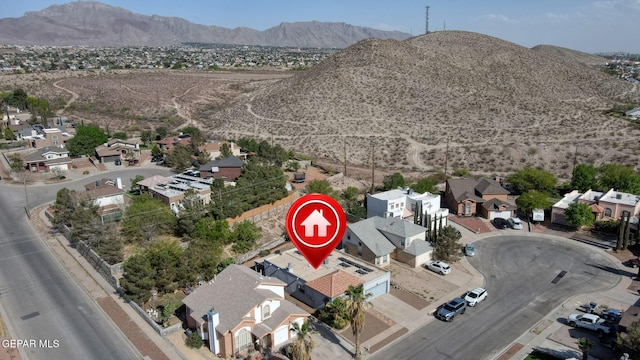 aerial view with a residential view and a mountain view