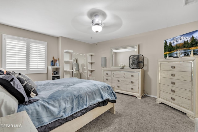 bedroom with carpet flooring and ceiling fan
