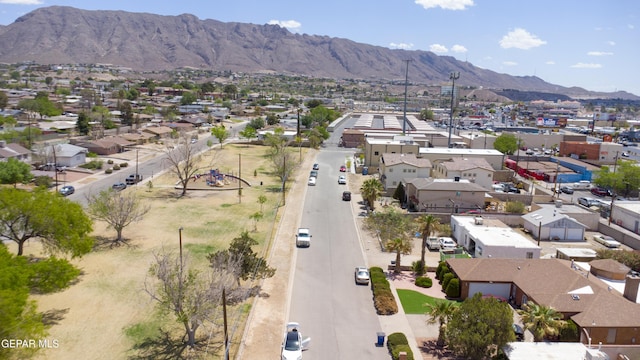 aerial perspective of suburban area featuring mountains