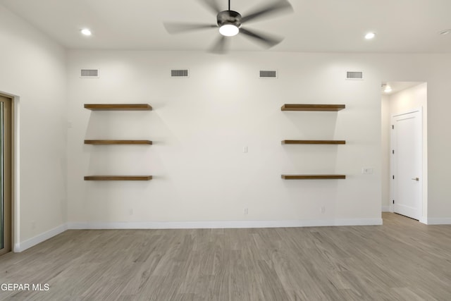 820 Acton St, Horizon City, TX 79928 - empty room featuring a ceiling fan, wood finished floors, baseboards, and recessed lighting