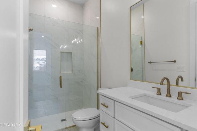 820 Acton St, Horizon City, TX 79928 - full bathroom with a marble finish shower, toilet, and vanity