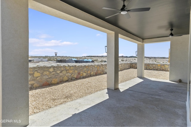 820 Acton St, Horizon City, TX 79928 - view of patio / terrace featuring a ceiling fan and fence