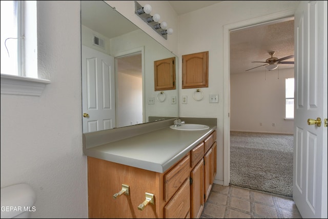 6205 Alina Baltazar Dr, El Paso, TX 79932 - bathroom featuring vanity and a ceiling fan