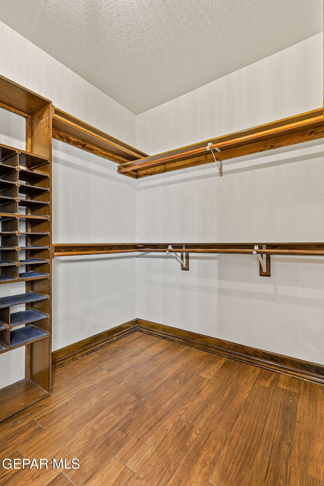 walk in closet featuring hardwood / wood-style flooring