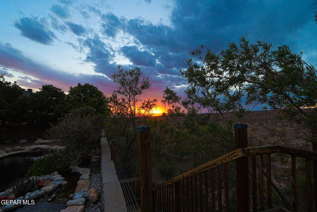 view of yard at dusk