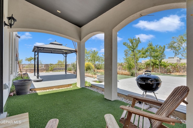 view of yard with a gazebo and a patio area