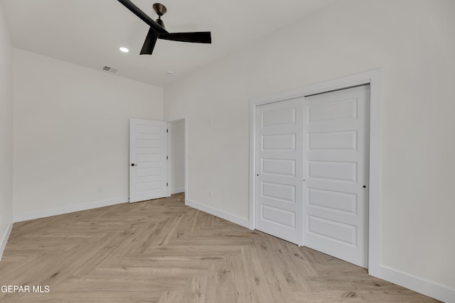 429 Lesa Ln, El Paso, TX 79915 - unfurnished bedroom with a closet, baseboards, ceiling fan, and recessed lighting
