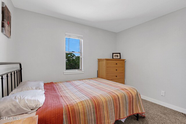 bedroom with carpet floors and baseboards