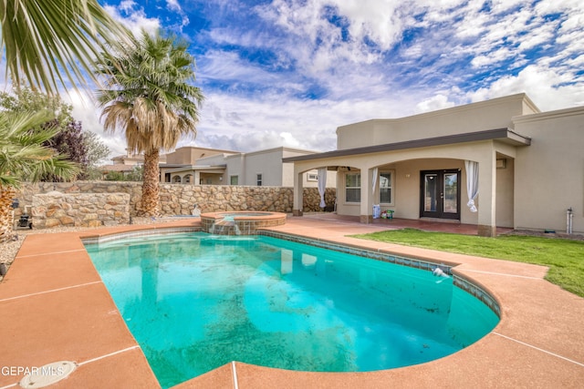 1403 Franklin Dell St, El Paso, TX 79912 - view of pool with french doors, a patio area, and a pool with connected hot tub