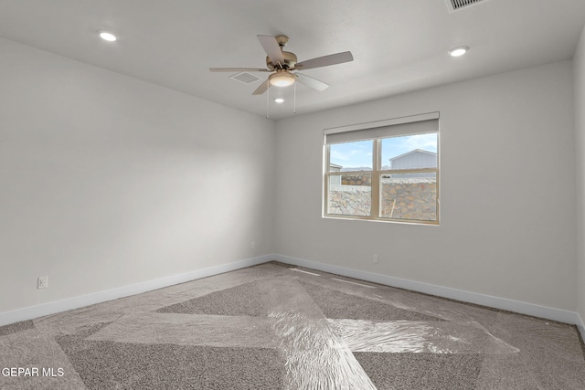 7461 Big Mountain Ct, El Paso, TX 79911 - unfurnished room featuring carpet, a ceiling fan, baseboards, and recessed lighting