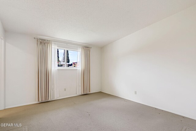 unfurnished room with carpet floors and a textured ceiling