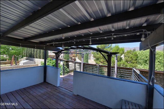 deck with a mountain view