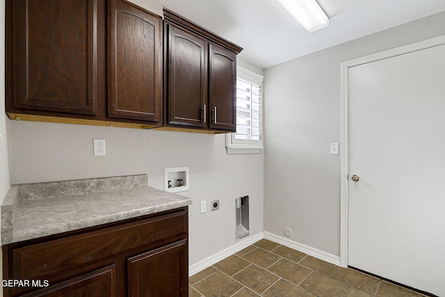 3136 Hawk Point Pl, El Paso, TX 79938 - clothes washing area featuring cabinet space, washer hookup, hookup for an electric dryer, and baseboards