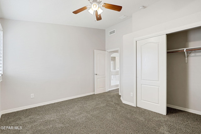 3136 Hawk Point Pl, El Paso, TX 79938 - unfurnished bedroom with carpet flooring, a closet, baseboards, and ceiling fan