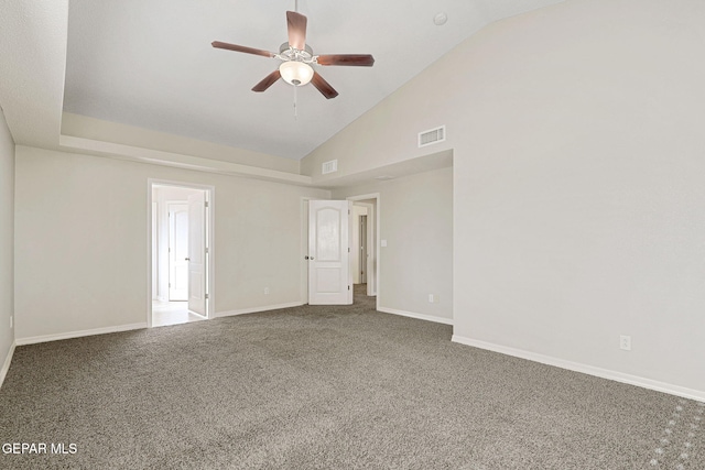 3136 Hawk Point Pl, El Paso, TX 79938 - carpeted spare room with a ceiling fan, baseboards, and high vaulted ceiling