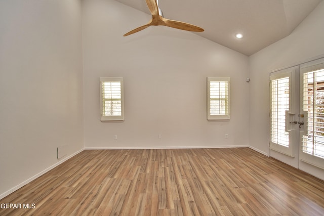 1483 Via Appia St, El Paso, TX 79912 - unfurnished room with light wood-style floors, plenty of natural light, a ceiling fan, french doors, and recessed lighting