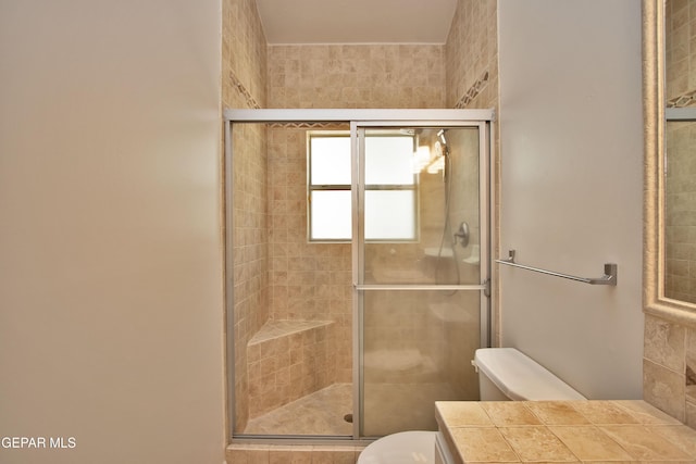 1483 Via Appia St, El Paso, TX 79912 - full bathroom with toilet, a stall shower, and vanity