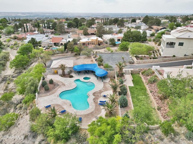 1483 Via Appia St, El Paso, TX 79912 - aerial view of residential area with a pool