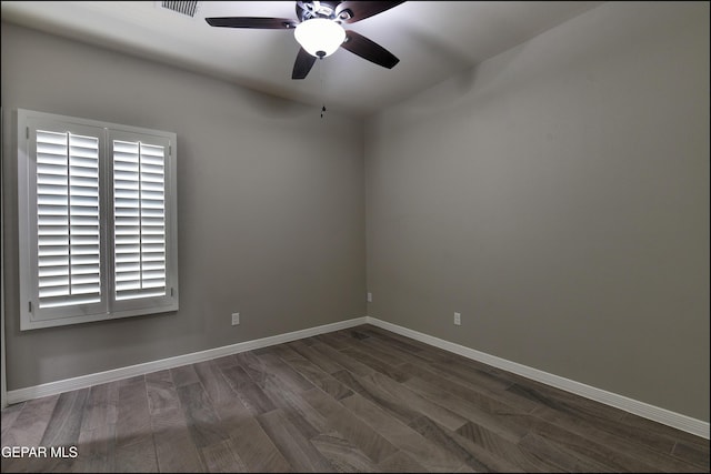 14844 Jack White Ave, El Paso, TX 79938 - empty room featuring ceiling fan, wood finished floors, and baseboards