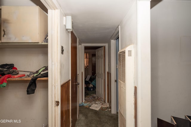 933 Duskin Dr, El Paso, TX 79907 - hall featuring a heating unit and unfinished concrete flooring