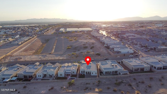 aerial view at dusk of a mountain view and a residential view
