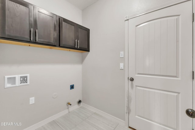 3096 Java Chip Pl, El Paso, TX 79938 - laundry room with hookup for a gas dryer, washer hookup, cabinet space, baseboards, and electric dryer hookup