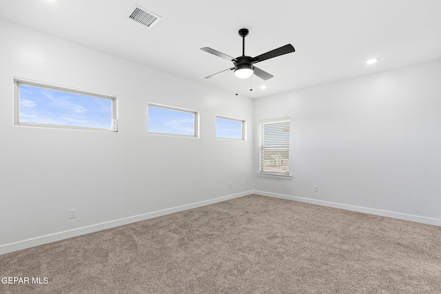 14740 Jack White Ave, El Paso, TX 79938 - unfurnished room with ceiling fan, recessed lighting, carpet floors, and baseboards